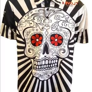 Revolt Golf Day of the Dead Polo Sport Shirt Men’s Medium  “Rhino Dosage”
